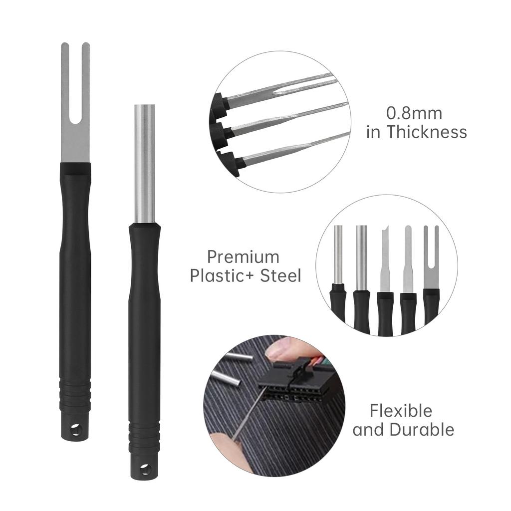 18 PCS Stainless Steel Pin Terminal Removal Tool Kit Car Connector Electrical Pins Zipper Cover Professional