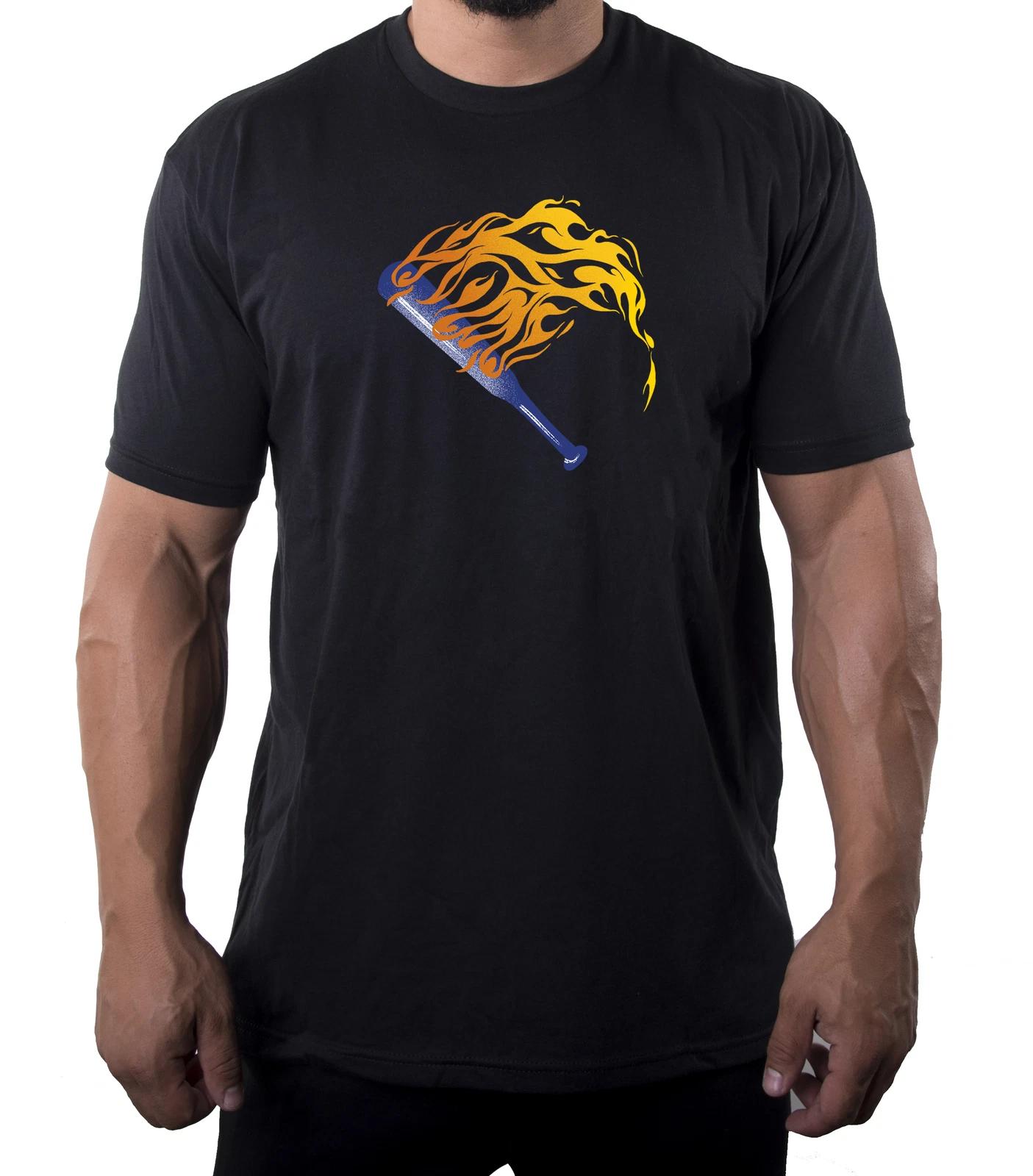 Flaming Baseball Bat Tee, Men s Graphic T-Shirts, Baseball Shirts 4XL