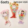6sets Mother's Day gift handmade diy paper hand-held flower greeting card making material kit, kindergarten children handmade greeting card DIY