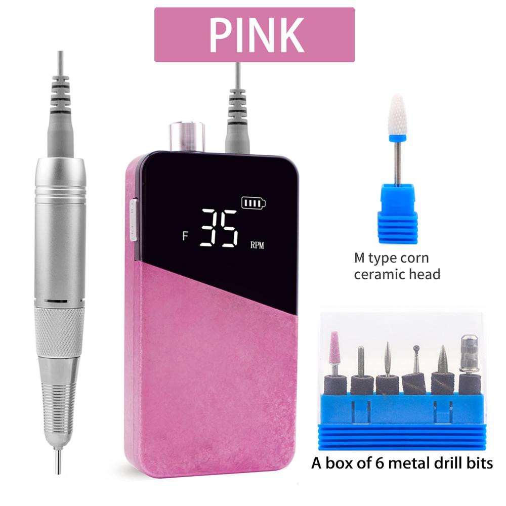 

BEPAN Gradient Color Rechargeable 35000RPM Nail Drill Wireless Cordless Nail Drill Machine Set Manicure E File Art Tool PLUG рожевий