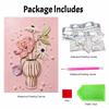 Einfaches DIY-Rahmen-Perlenmalerei-Set mit schöner rosa Blumenvase 3D-Glitzer-Leinwandkunst für Heimdekoration Geschenkidee