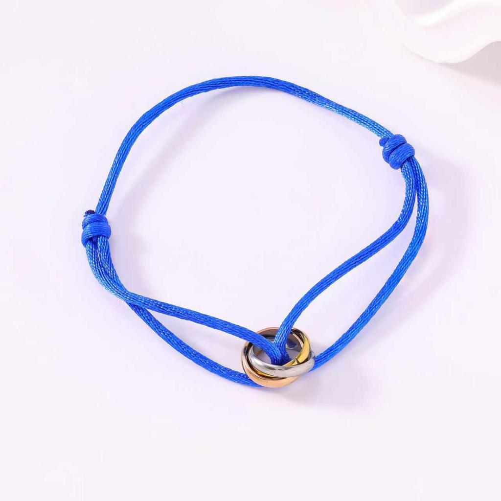 Zodiac Red Rope Titanium Bracelet - Adjustable Three-Ring Couple Style, Valentine's Day Gift