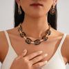 Diamond-set drip oval splicing adjustable sweater chain niche necklace