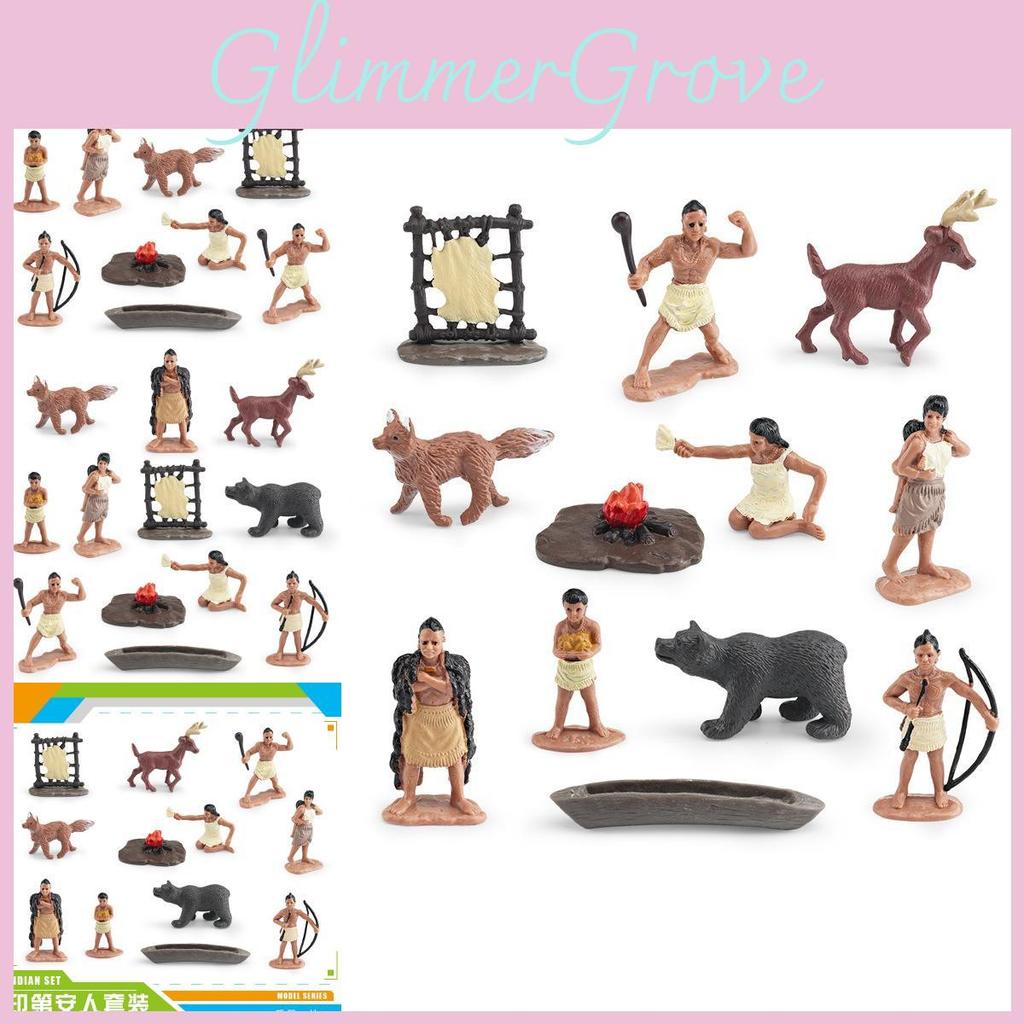 Realistic Indian Figure Set With 12 Pieces Including Chief And Warrior For Collectors