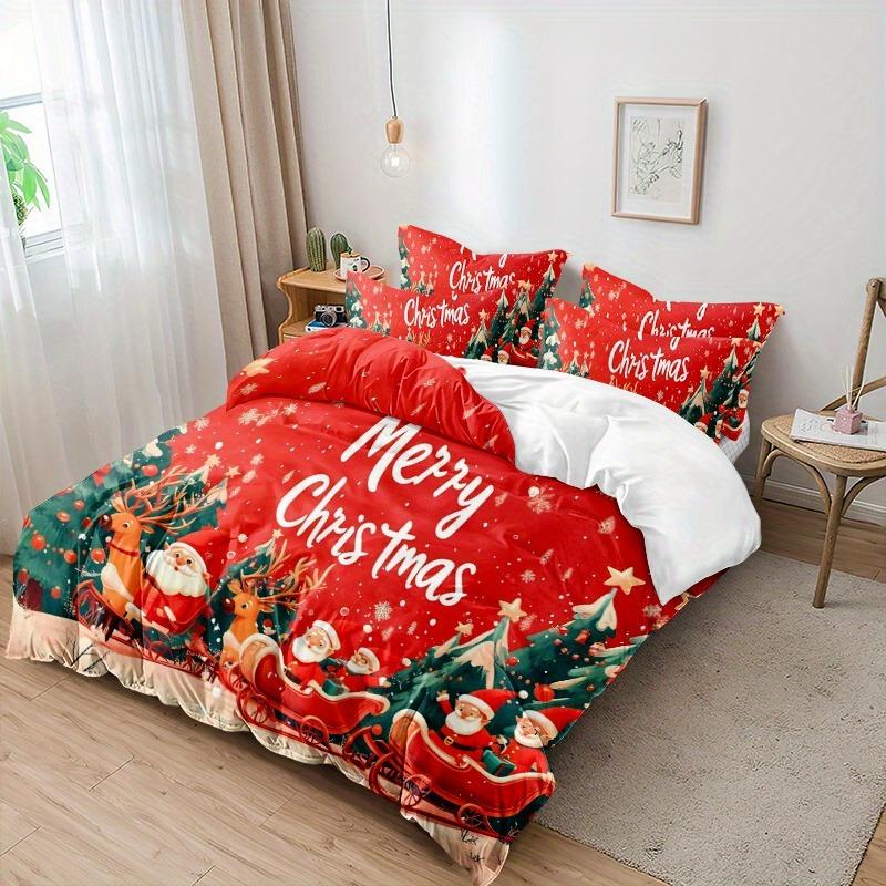 Comforter Merry Christmas Bedding Set 3D Printed Soft Single Double Size Bed Set Christmas Home Decorations