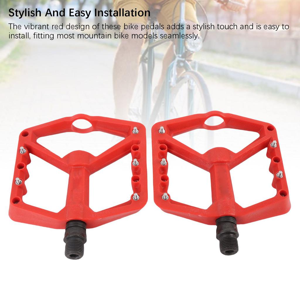 Bike Pedals Nylon Fiber Dual Bearing Anti Slip Lightweight Flat Platform Bike Pedals for Mountain