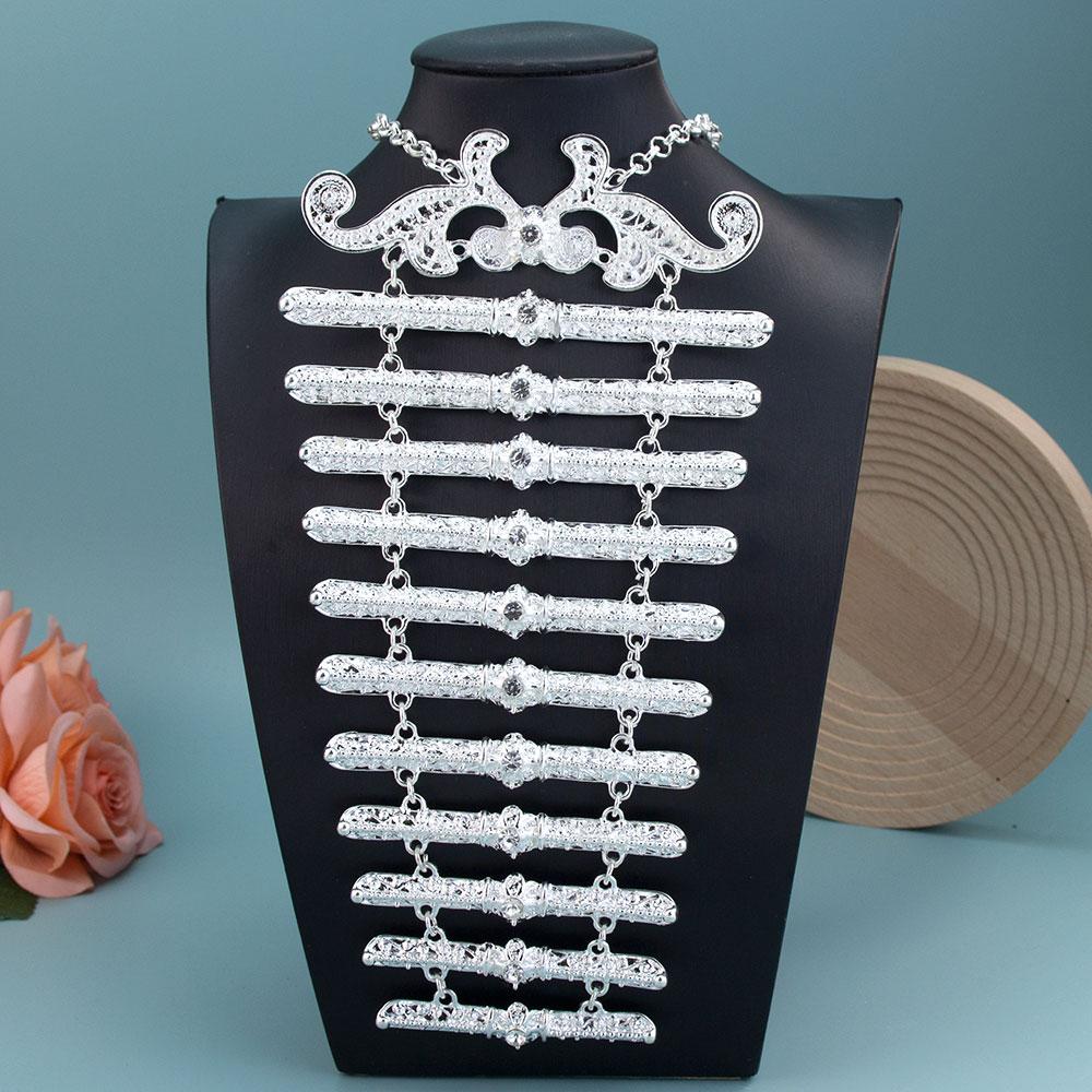 Poyasa Caucasus Breastplate Chest Bibs For Women Retro Gold Silver Color Turks Body Jewelry Hand Sewing Clothing Accessories