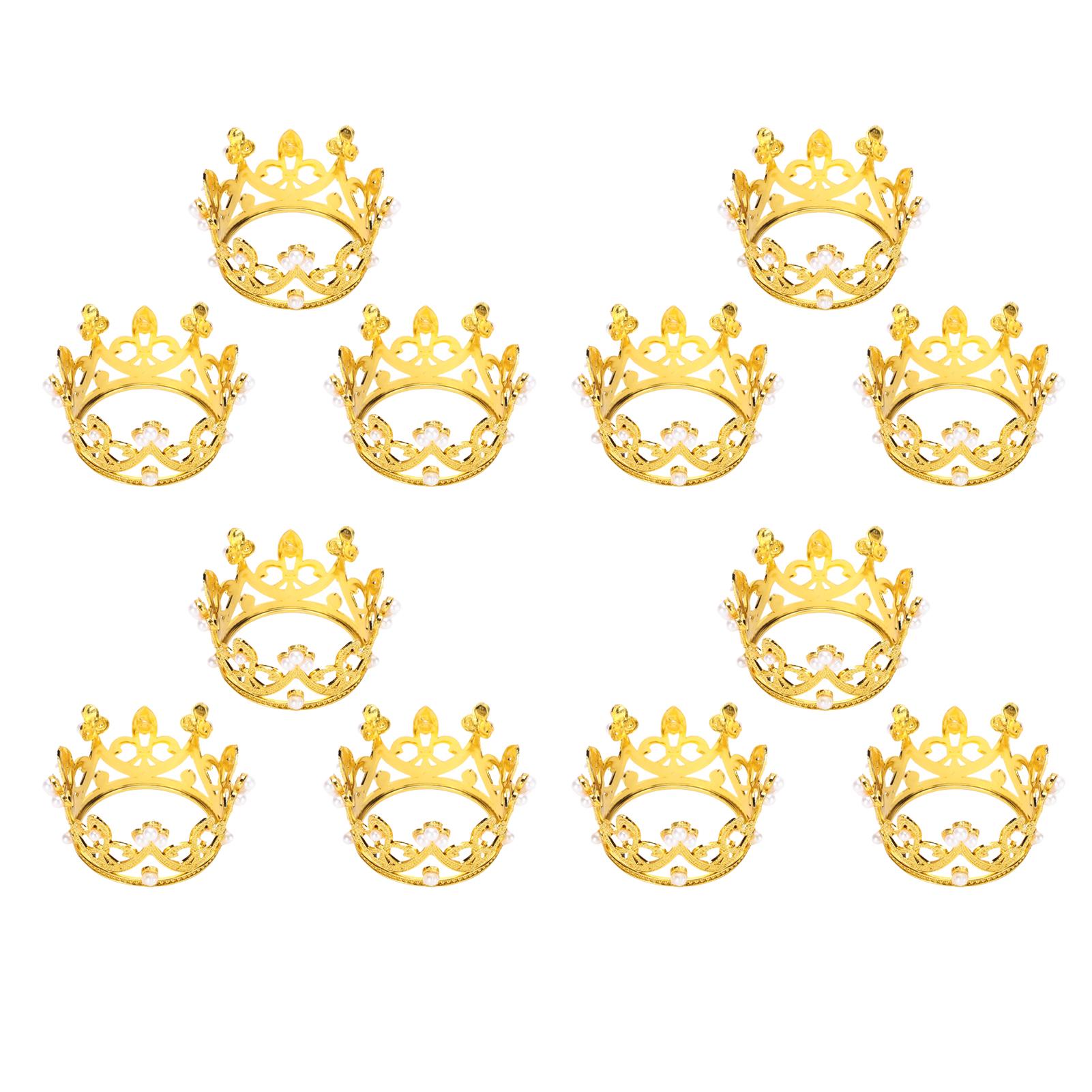 

30 шт. Мини-короны Пластиковые Маленькие Принцессы Жемчужная Корона Топперы для Торта Украшения для Дня Рождения Свадебной Вечеринки Детского Праздника Золотые