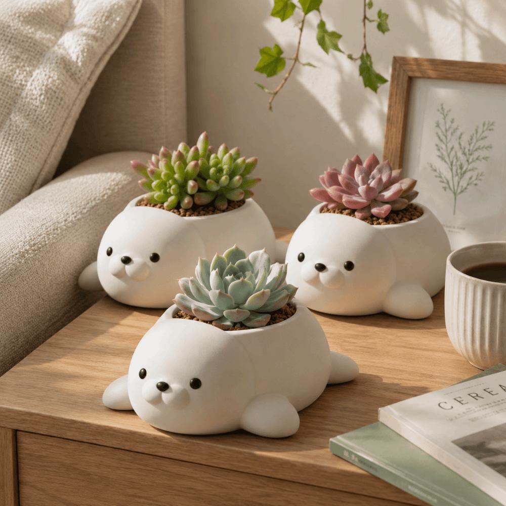 Home Decor Seal Flowerpot Storage Box Desktop Ornaments Potted Plant Containers  Indoor
