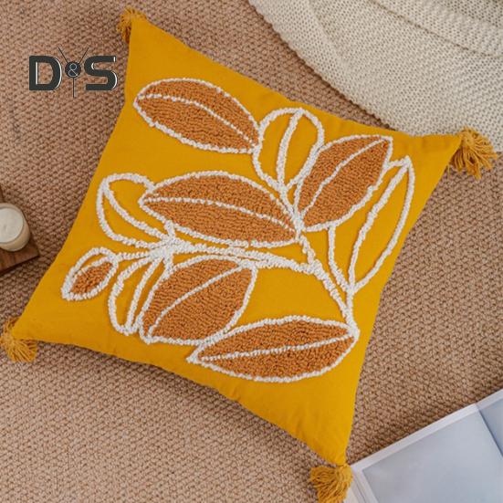 Vyšívaný povlak na polštář Všívaný povlak na polštářek se střapci Bavlněný lněný ozdobný povlak na polštář do auta na rozkládací pohovku