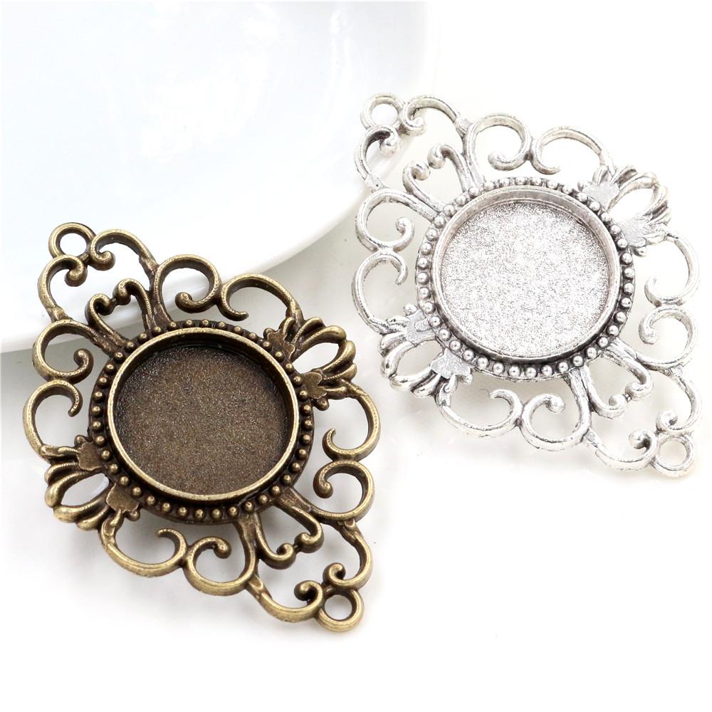 10pcs 18mm Inner Size Alloy Pendant Cabochons Blank Base Setting Bezel Tray DIY Jewelry Making Accessories Findings for Necklace