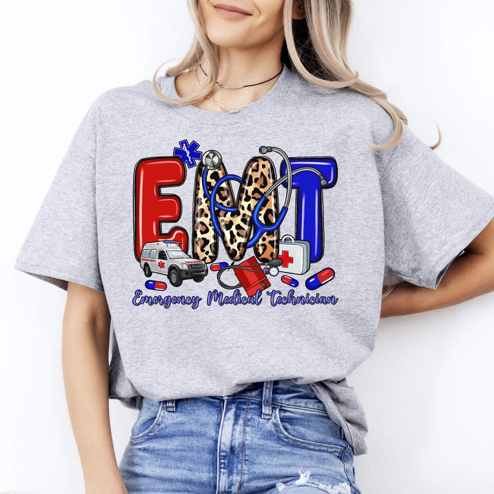 EMT Emergency Medical Technician T-Shirt gift Emergency room squad Tee Sand Whit 2XL
