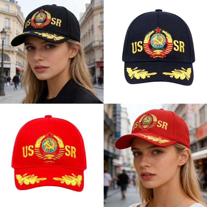 Soviet Union Letters Embroidered Cotton Baseball Cap Adjustable Fashion Outdoor Hat For Men And Women