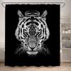 Wild Animals Shower Curtain Motivational Words Panther Tiger Lion Modern Bathroom Decor Dark Polyester Bath Curtain With Hooks