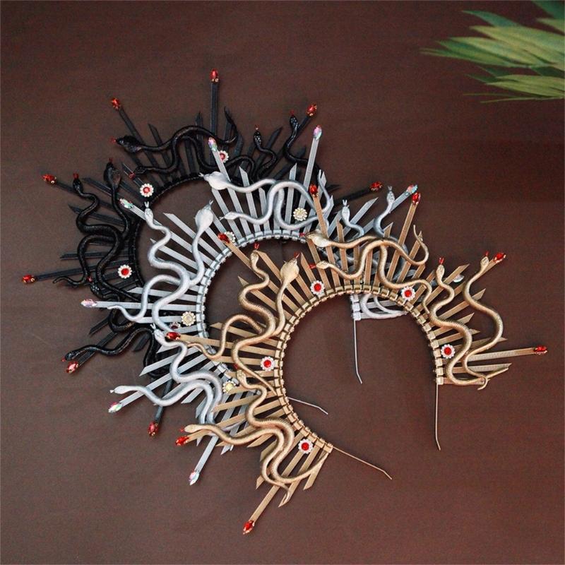 Unique Snake Crown Headband Mythology Style Adjustable Headband Perfect for Halloween Parties and Stage Performances