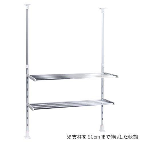 TAKUBO Takubo Draining Shelf Series, 2-Tier Tension Shelf, 60cm Wide, Silver, TP2-60