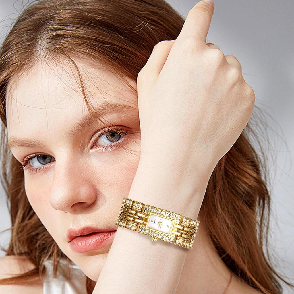 Square Bracelet Watch with Sparkling Analog Stylish Diamond Quartz Fashion Watch for Women Perfect Gift for Day Women's Design Display, Waterproof,