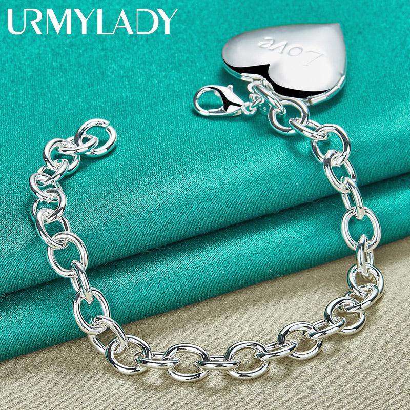 Bracelet en argent Sterling 925 avec cadre Photo en forme de cœur, pour femmes, bijoux de fiançailles, de mariage, à la mode
