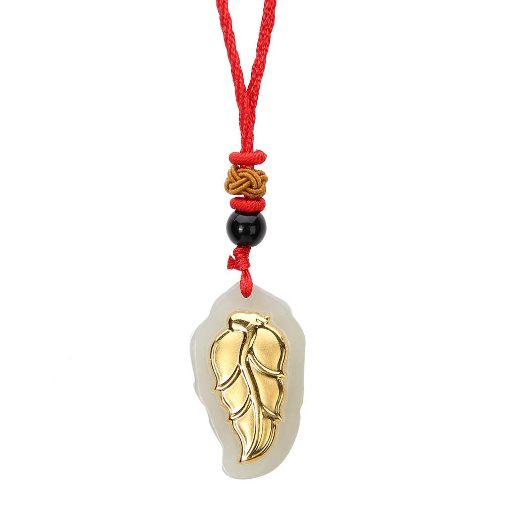 Fashion Simple Leaf Natural Jade Pendant Necklace Jewelry Gift for Women Girls