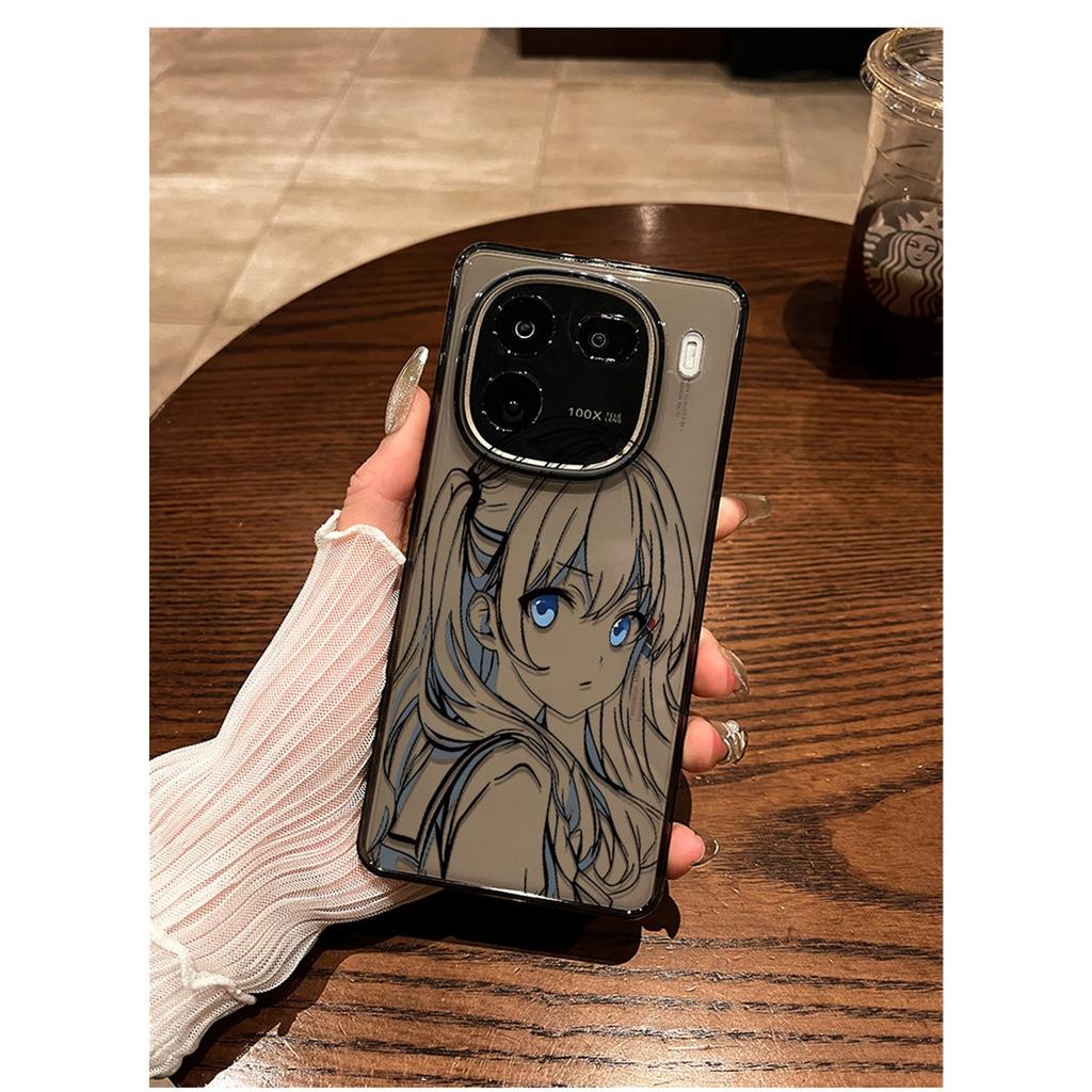 Anime Girl Line Art TPU Phone Case For IPhone 15 14 13 12 11 Pro Max X XR XS 8 7 Plus, Clear Shockproof Protective Cover