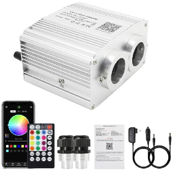 AKEPO 10W Twinkle Fiber Optic Light Engine Light Source, APP Control + Music Activated + 28-Key Remote Control for Car Stars Headliner and Home Star