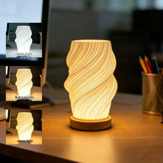 3D Printed RGB Dimming Cream-Style Bedside Lamp