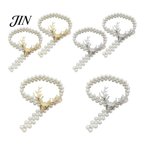 Curtain Tiebacks for Drapes Deer Head Tieback, Faux Pearl Beaded Stretch Holder, Adjustable Holdbacks Holdback Bedroom Living Room Window Door Easy To