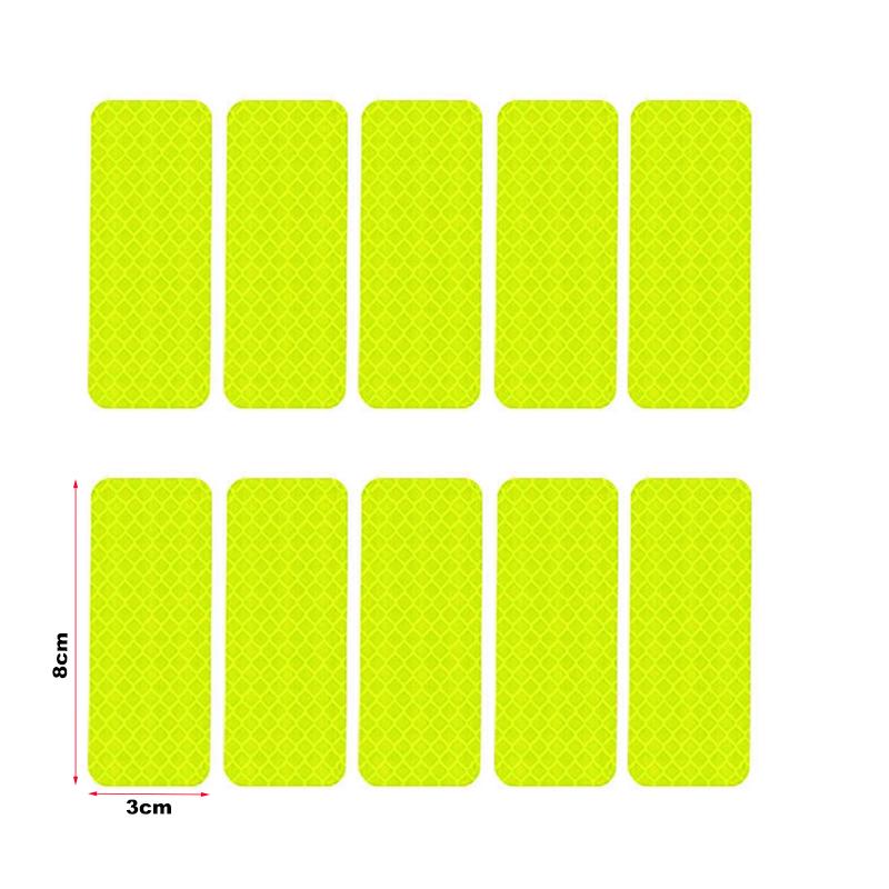 10Pcs Strong Reflective Stickers Car Reflector for Motorcycle Helmets Bikes Scooter Night Riding/Walking Reflective Warning Tape
