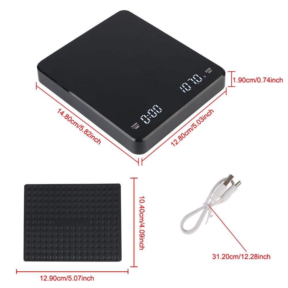 3 kg/0,1 g mit Timing Touch Key Kaffeewaage USB-Aufladung Digitalanzeige Elektronische Waage Bäckerei Elektronische Waage