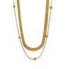 Minimalist 18K Gold Plated Titanium Steel Necklace Women Double Layer Style Snake Chain Choker Hypoallergenic Geometric