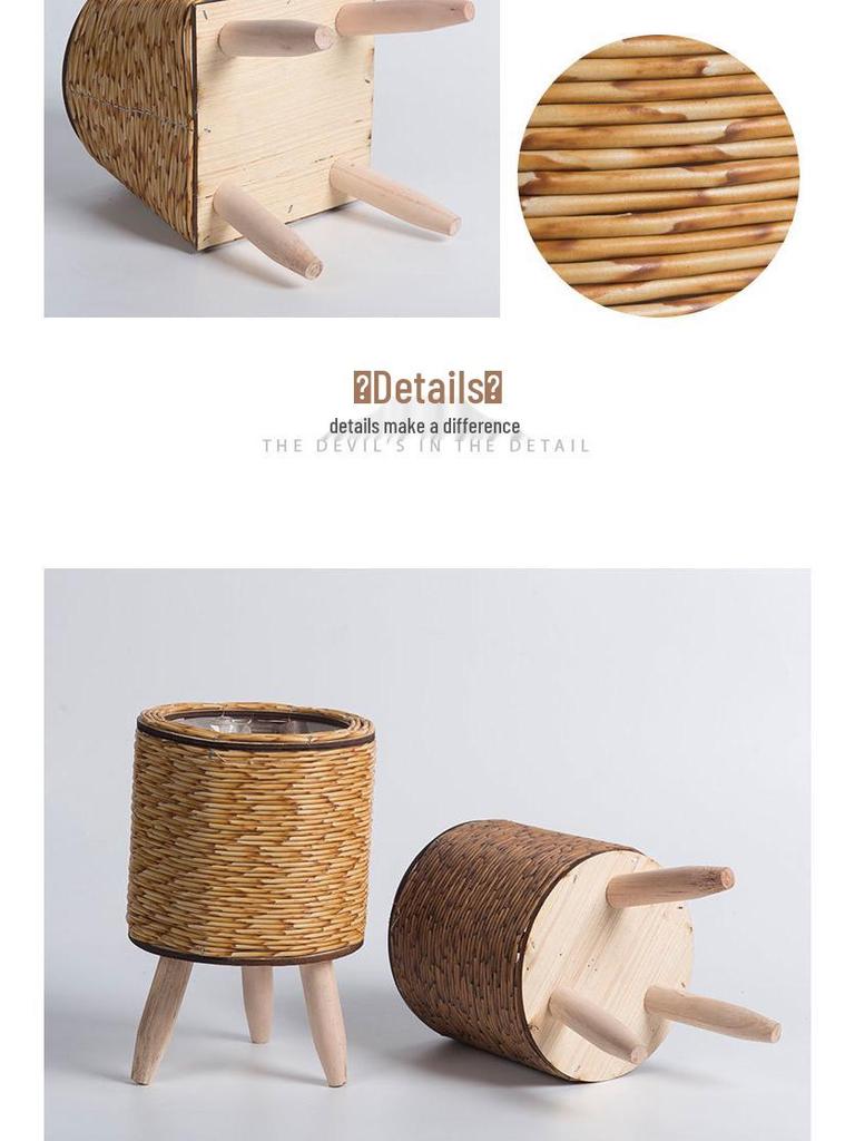 Nordic Rattan Woven Triangle Flower Stand Succulent Holder