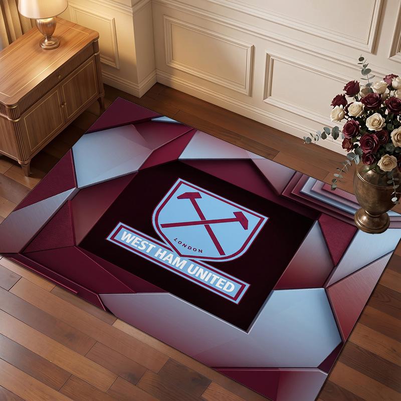 Tappeto in Velluto di Cristallo con Stampa del West Ham United Football, Comodo Assorbente d'Acqua Antiscivolo Tappeto per Pavimenti Interni