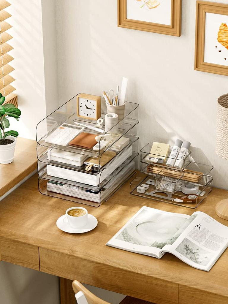 A4 vertical document letter letter book storage 3-tier tray, case, tray, (3pcs/set, clear)