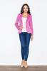 Women' Knitted Jacket Fastened with Two Buttons, Fitted - Pink Jacket M085 Size