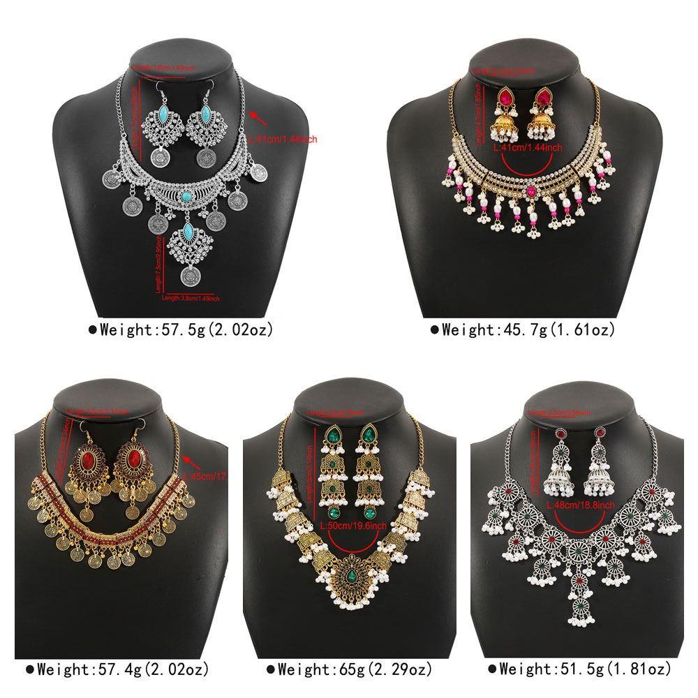 Korean Style Crystal Jewelry Set Turquoise Sparkling Necklace Sweet Rhinestone Tassel Earring  Gift