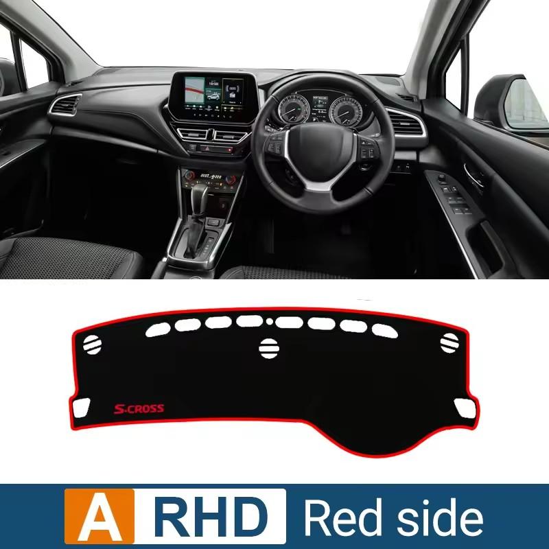 

For Suzuki SX4 S-Cross Scross 2013 2014 2015- Car Dashboard Cover Avoid Light Pad Non-Slip Carpets Inner Styling Accessories A RHD Red Side
