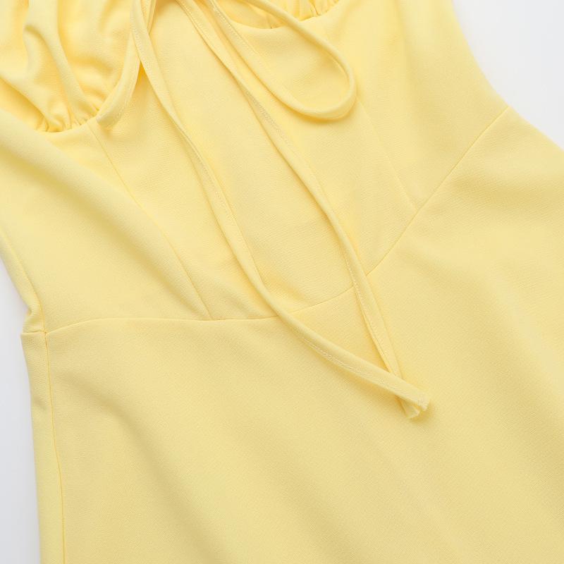 Rückenfreies, gerüschtes, bodenlanges Kleid für Damen, eleganter O-Ausschnitt, ärmellos, hoch taillierte, schmal geschnittene Roben, neue Sommerkleidung für Damen