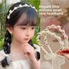 Spring Summer Kids Rose Headband Bow Braided Non-Slip Hair Hoop Hair Accessory Girls Princess Style Flower Wreath Headband Gift