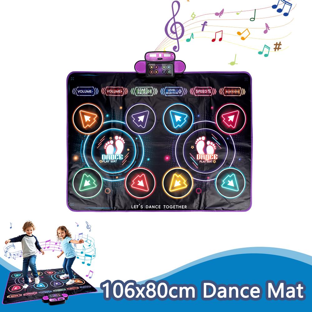 106x80cm Kids Electronic Dance Mat Double Players Mode with Light&Bluetooth Kids Floor Music Blanket Interactive Educational Toy