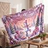 Couverture en Flanelle Personnalisée avec Nom Imprimé de Noël Confort Chaud Jeté de Lit Décoration de Maison Cadeau de Fête