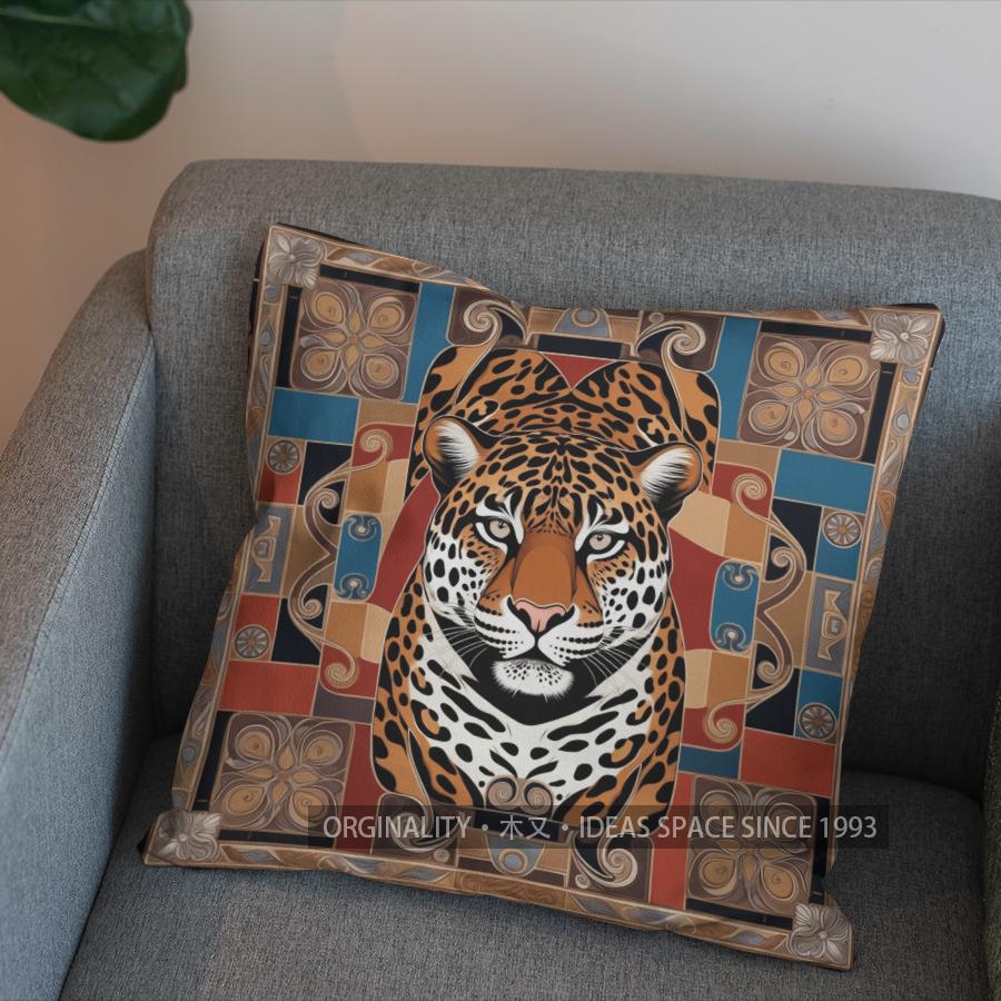 2D Unique Leopard-Patterned Digital Printed Pillowcase Pattern Cushion Cover Suitable For Sofa Bedroom Car Pillow Cover