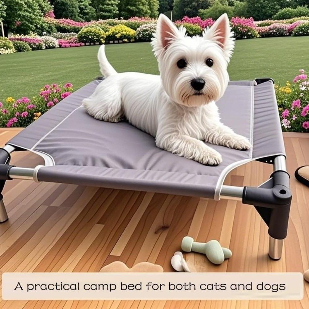 Breathable Mesh Elevated Dog Bed Chew Proof Metal Frame Portable Dog Cot Bed Moisture-proof Cooling Raised Pet Cot House