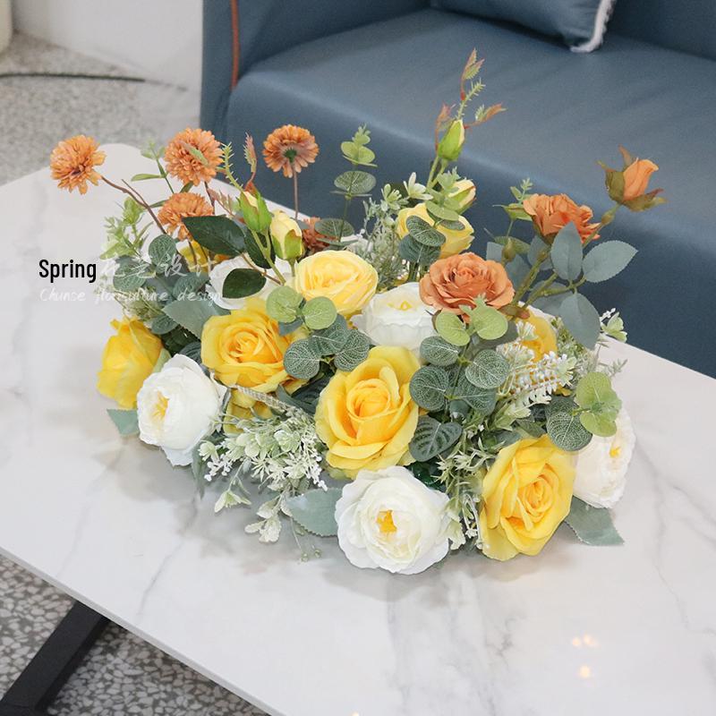 Pastorales Seidenblumenarrangement für Wohnzimmer oder Esstisch-Dekoration