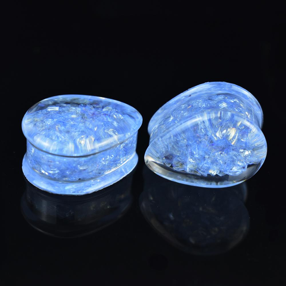2pcs 8-50mm Multicolore Paillettes Brillantes Goutte d'Eau Plug d'Oreille Tunnels Jauges Écarteur Élargisseur d'Oreille Bijou de Corps pour Femmes Hommes