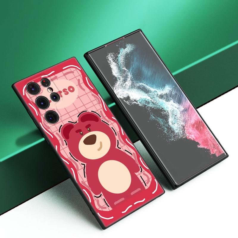 L-Lotso S-Jahodový medvídek Černý silikonový kryt na telefon Pro Samsung Galaxy S23 S21 S20 FE S24 S22 Ultra S10E S10 S9 S8 Plus