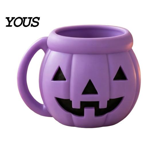 Funny Pumpkin Kitchen Organizer Halloween Ice Cream Cup with Spoon, Keeps Hands Warm Dessert Holder Cup, PLA Creative Sleeve for Home Party