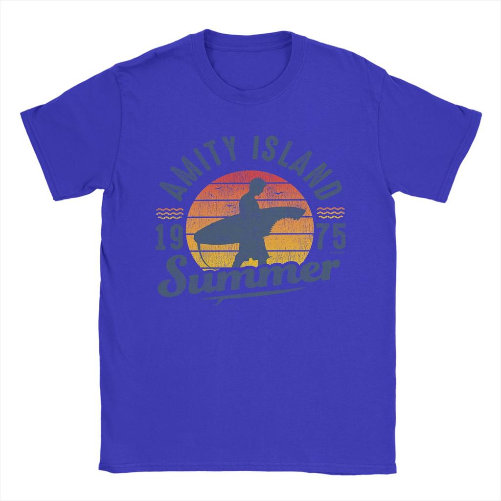 Unisex Amity Island Summer 0f 75 Jaws T Shirts 100 Cotton Clothes Casual Short Sleeve Round Neck Tee Shirt Classic TShirt
