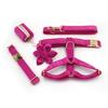 Rose Red Velvet Dog Harness Set with Leash, Poop Bag, and Bow Tie