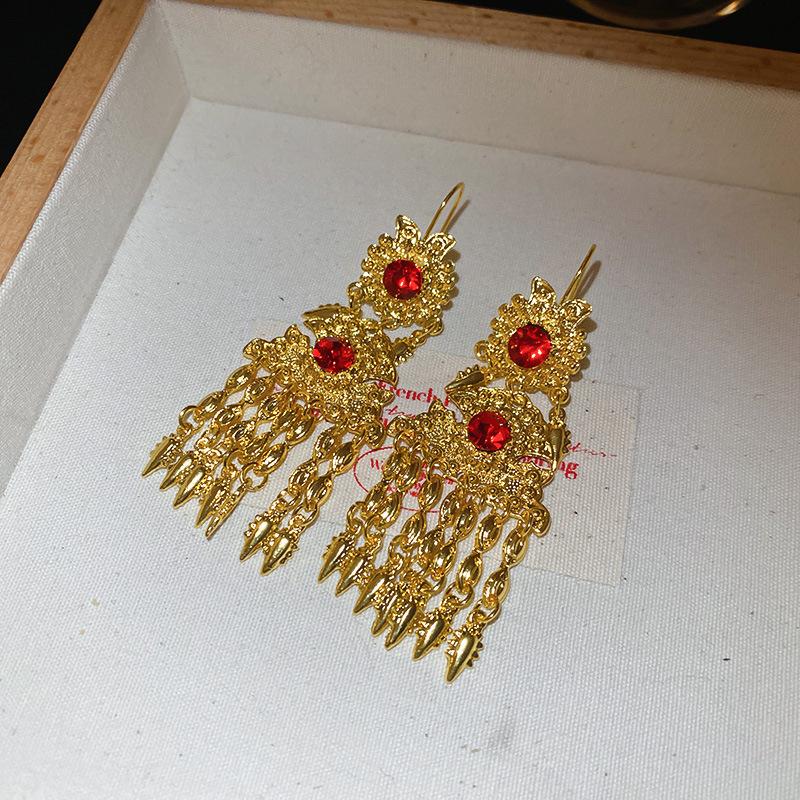 Bohemian Ethnic Style Feathers Fringed Earrings Ear Hooks Personalized Vacation Wind Ears