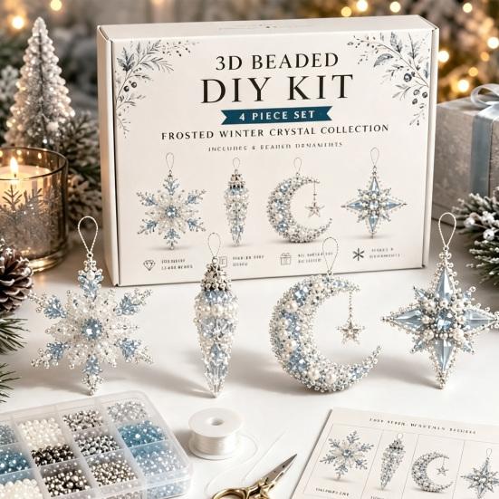 Set de mărgele fără lipici Kit DIY cu mărgele 3D, Set de meșteșuguri cu animale de Crăciun realiste, Kit tematic de broderie manuală ușoară pentru copii și adulți Educațional